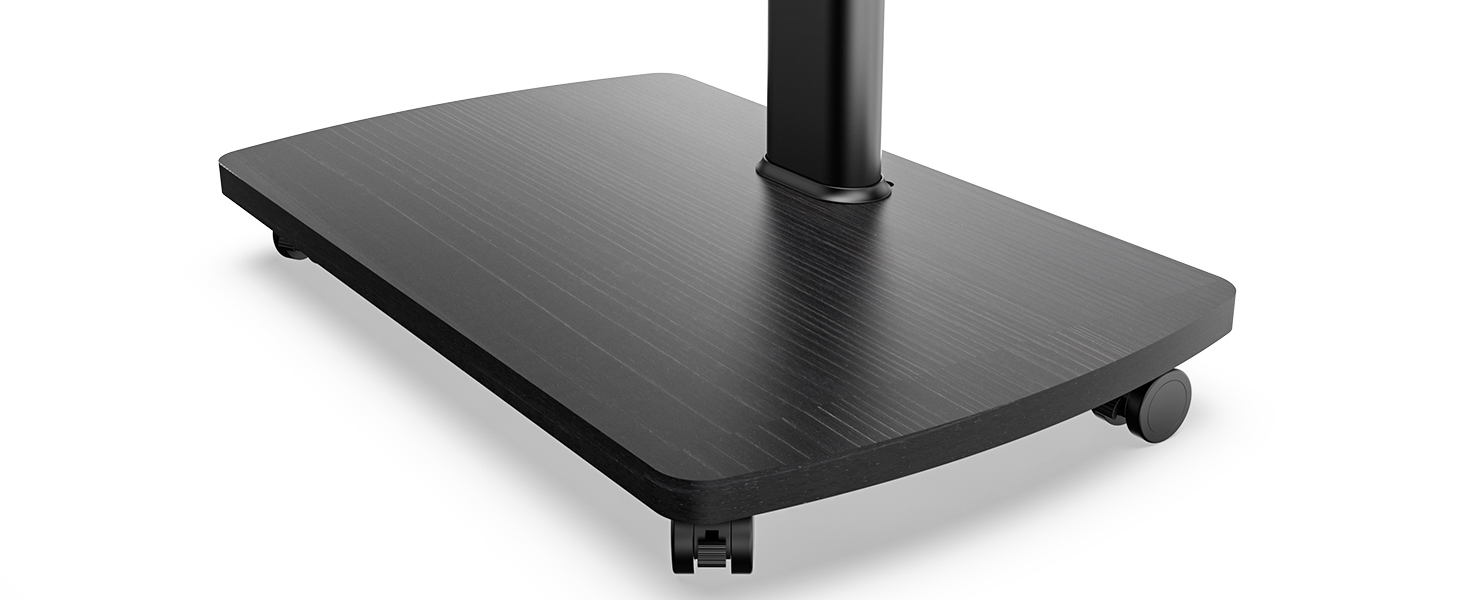 AOKCOS Rolling TV Stand with Wood Shelf - Adjustable Height & Swivel - Fits 32-65 inch TVs (up to 40kg, VESA 400x400mm)