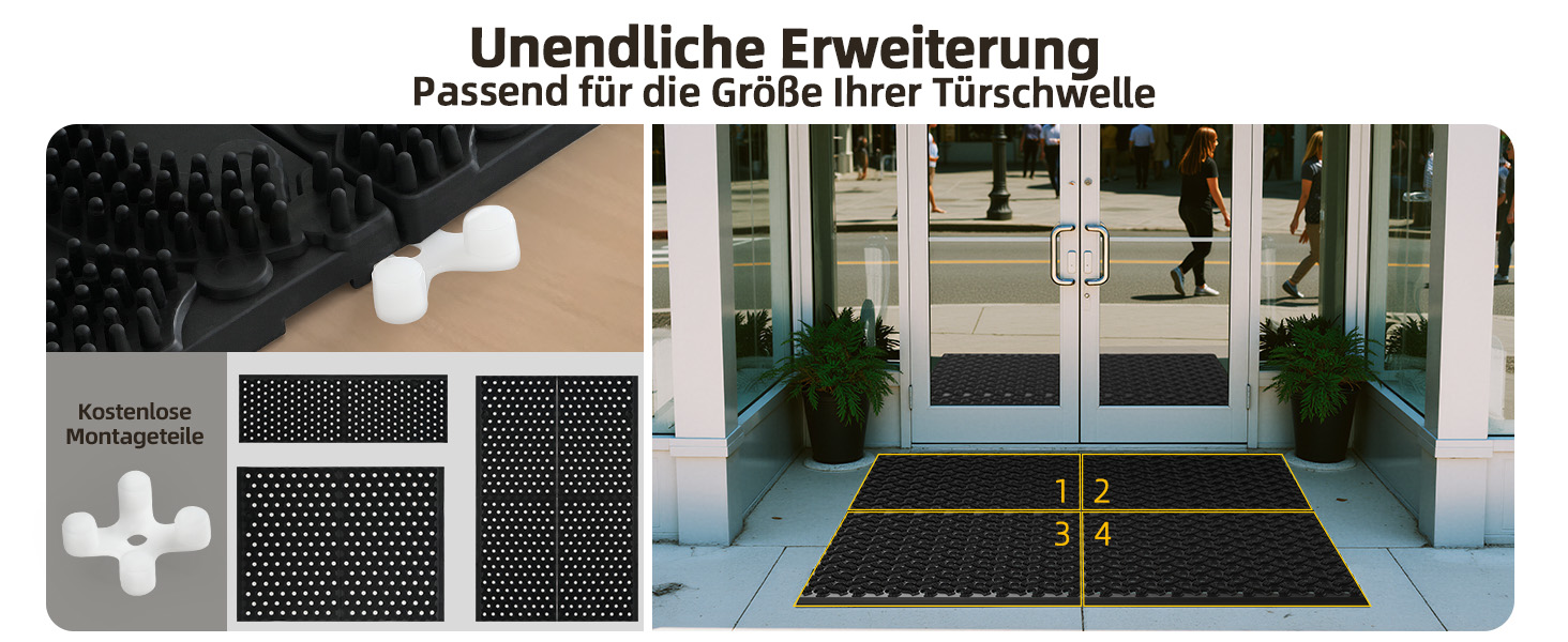 Килимок для порогу COLOR&GEOMETRY Null Geruch TPE, Heavy Duty, 43x75 см, чорний. Екологічний, не потребує обслуговування, антиковзаюча, для дому, тераси, гаража.