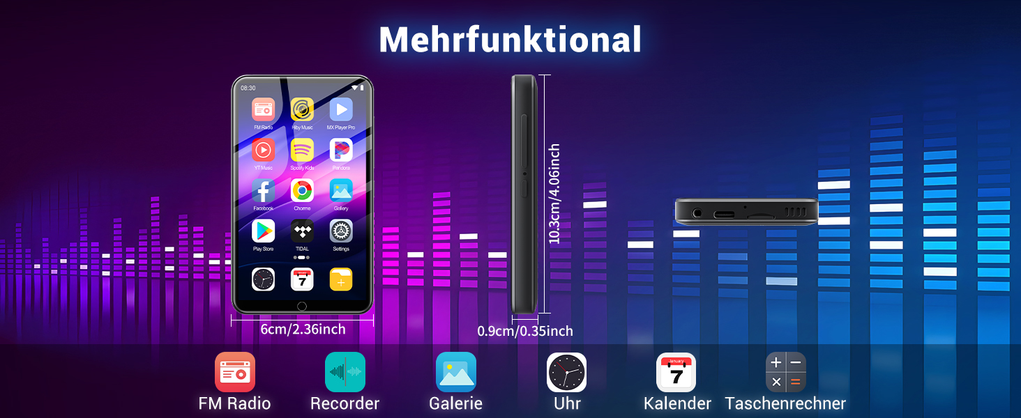 MP3 плеєр 80GB Bluetooth WiFi з Spotify, Hi-Fi Lossless, FM-радіо, E-Book (чорний)