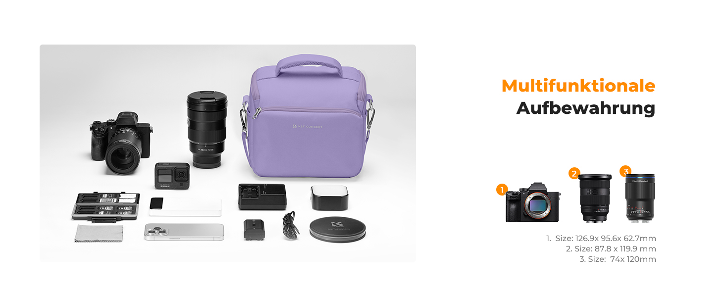 Сумка для камери K&F CONCEPT, фотосумка для фотографів, універсальна, фіолетова, середнього розміру