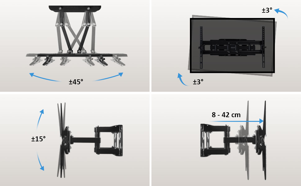 Кріплення для телевізора Ribelli® Schwenkbar Neigbar: поворотне та нахилене, VESA 600x400mm, для телевізорів та моніторів 32-84 дюймів, до 50 кг, підходить для Flat та Curved моделей