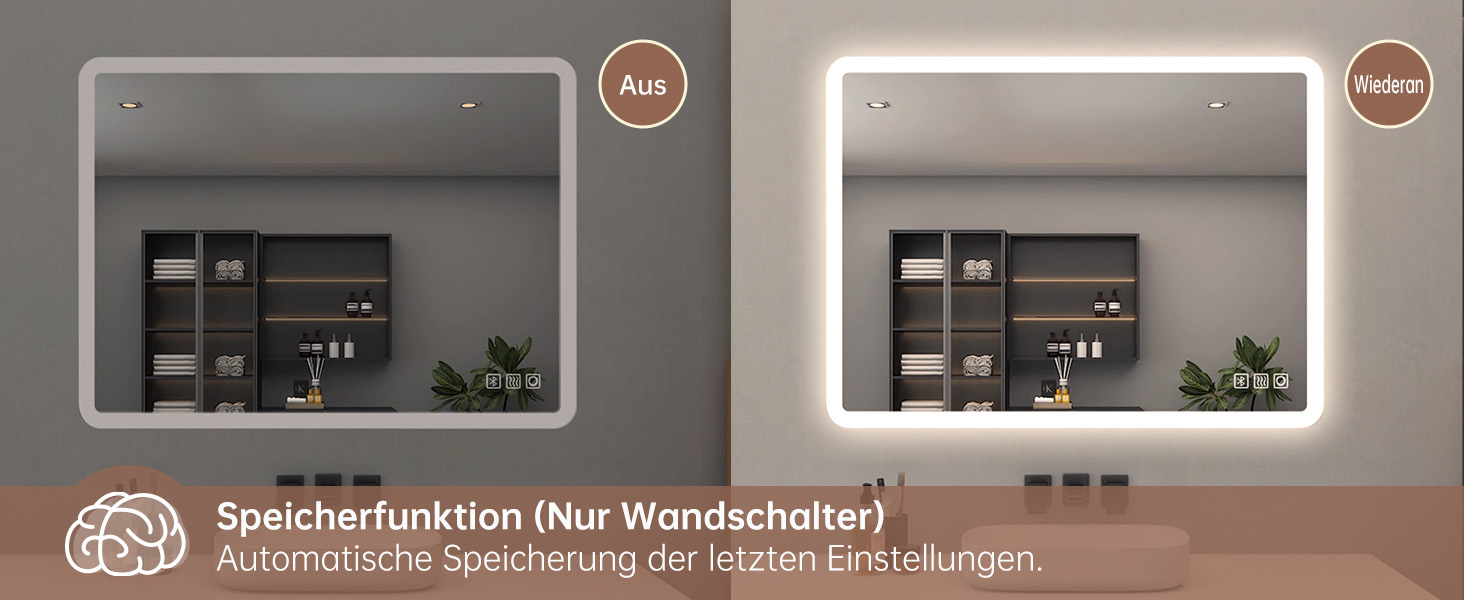 MIQU LED дзеркало для ванної кімнати з підсвічуванням 60x50 см, велике дзеркало для ванної кімнати з сенсорним регулюванням, тепле/біле світло, антизапар, настінне дзеркало для ванної кімнати, туалету, коридору, прямокутне з округлими кутами (3 кольори світла + Bluetooth + розетка, 60L x 80B см)