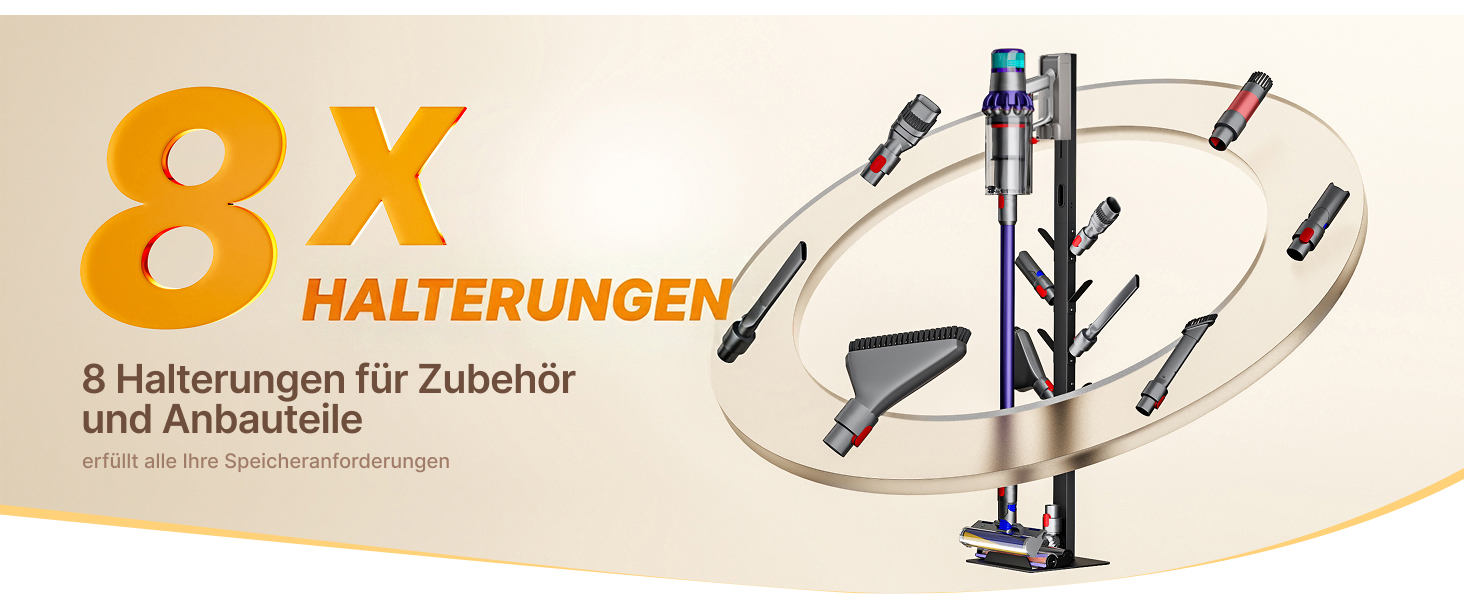 Стійка для пилосогів Dyson Gen5, V15, V12, V11, V10, V9, V8, V7, V6, Tineco S11, A10, A11, Eureka NEC180/280TL з 8 гаками, на підлогу, без свердління
