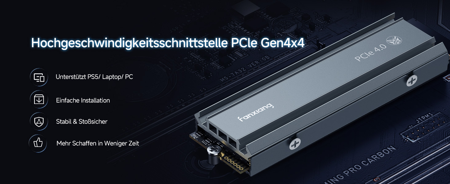 SSD Fanxiang NVMe M.2 2280 1TB PCIe 4.0 з радіатором для геймінгу та відеомонтажу (S660)