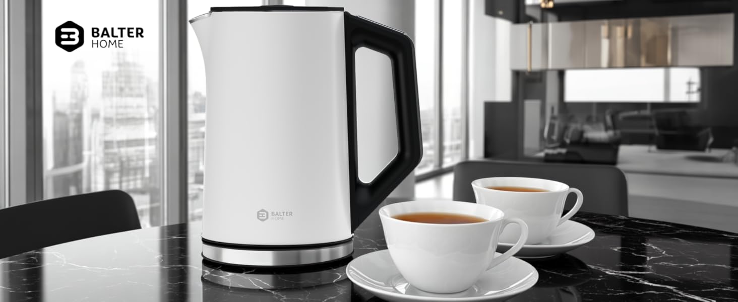 Balter Stainless Steel Electric Kettle with Temperature Control - 40°C-100°C, Double Wall, BPA Free, 1.7L, 2200W, Quiet Kettle