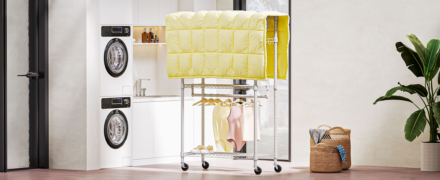 Міцний пересувний вішак для одягу з 3 рівнями, білий - 40x75x189.3 см