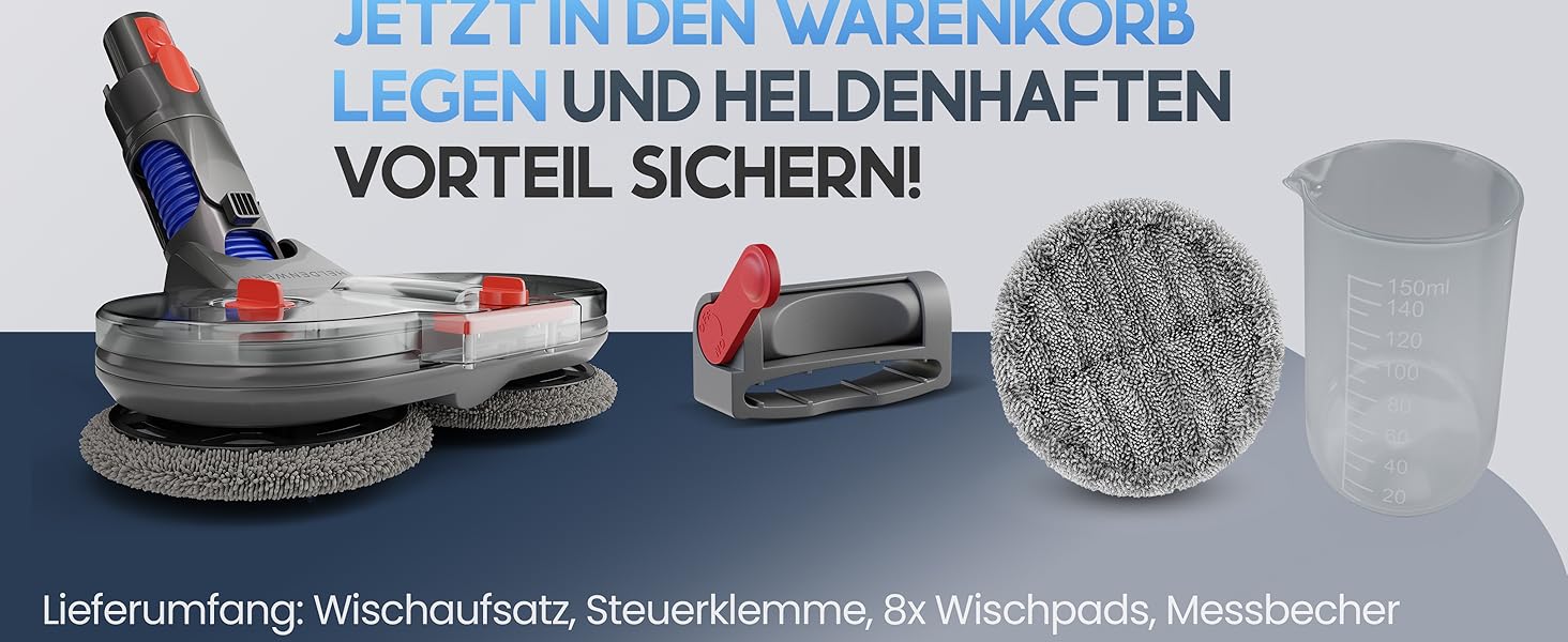 Насадка для миття підлоги для пилососів Dyson V7/V8/V10/V11/V15/Gen5, аксесуар Dyson, електричний мийник підлоги з баком для води, резервуар для води та 8 змінних мопів