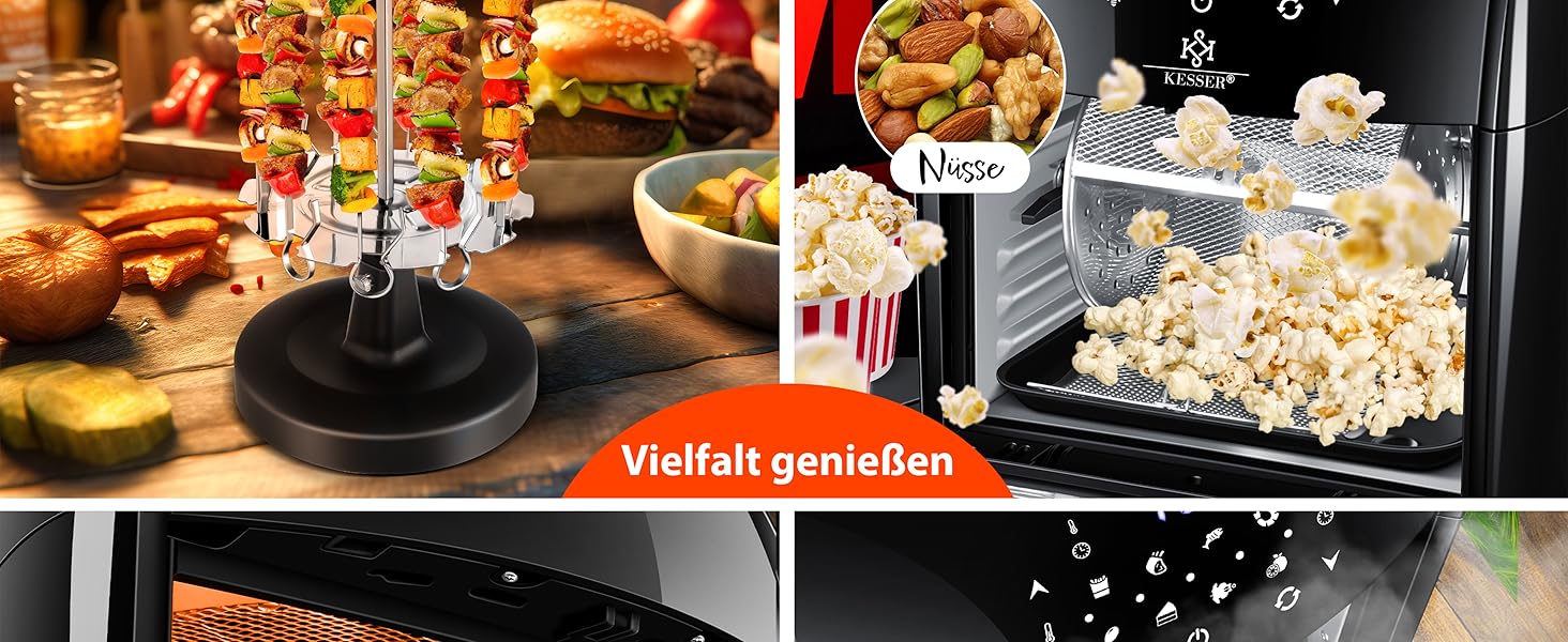 Фритюрниця KESSER® XXL Airfryer 9в1 з грилем, дегідратором та аксесуарами | 1800 Вт, чорний