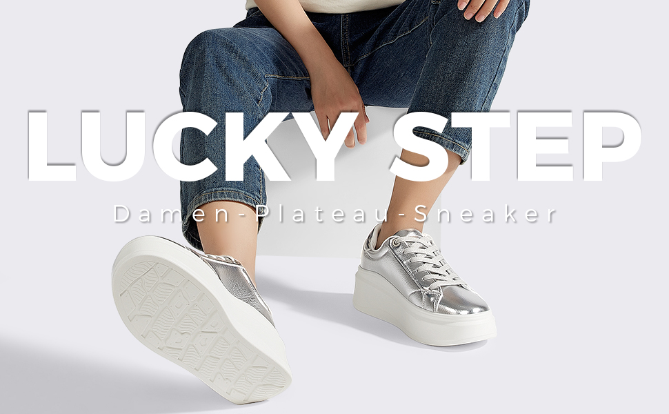 Жіночі кросівки на платформі LUCKY STEP, білі, з екошкіри, зручні повсякденні, розмір 38 EU
