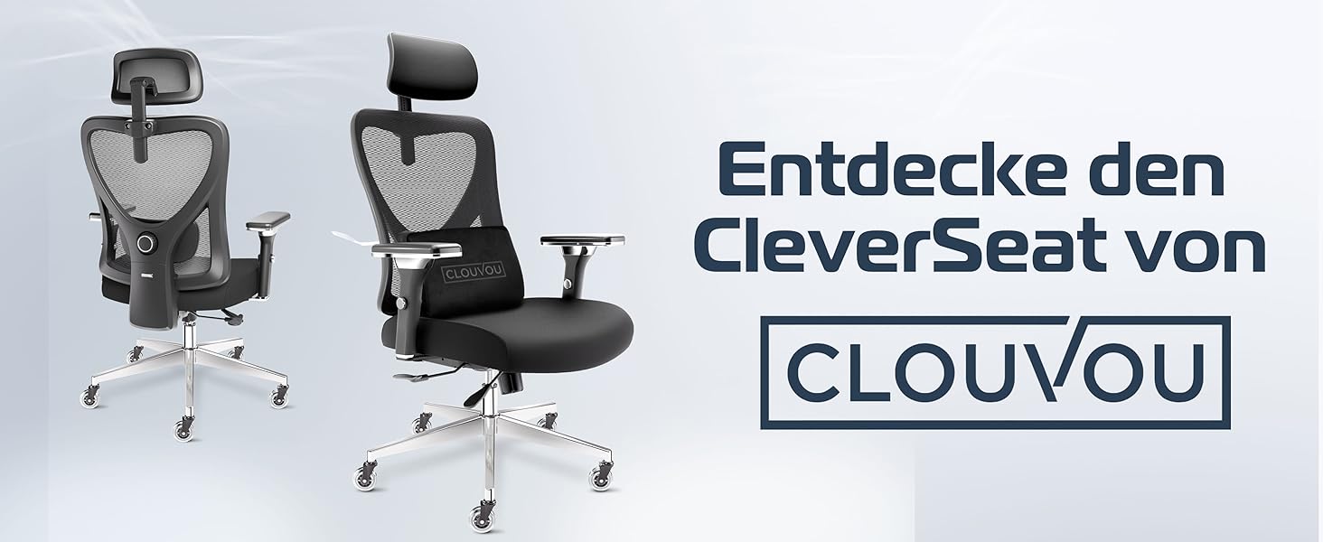 Ергономічне крісло CleverSeat для офісу та дому | Комп'ютерне крісло з регулюванням | Чорний офісний стілець 150 кг