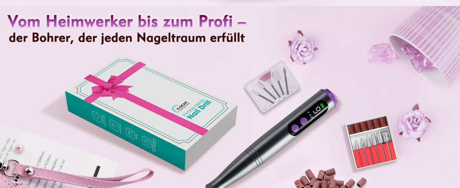 Електричний набір для манікюру та педикюру Nagelfräser: 12 в 1, бездротовий, 9 швидкостей, для гелю та акрилу