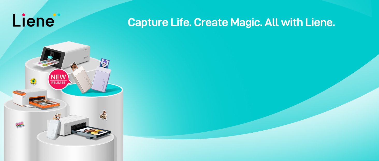 Портативний фотодрук для смартфонів Liene (10x15 см) + 2 пачки фотопаперу (20+80 аркушів), WiFi, сумісний з iPhone/Android/PC, 300 DPI, кольорова сублімація, білий