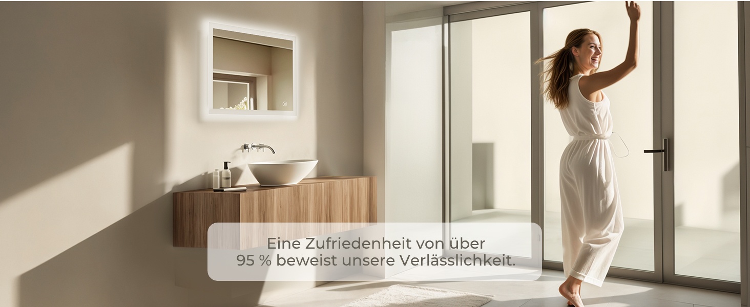 Дзеркало для ванної кімнати з підсвічуванням LED 80x60 см, регульоване, 3 кольори світла (3000K/4000K/6500K), антизапарник, вертикальна/горизонтальна установка, без збільшення 3x