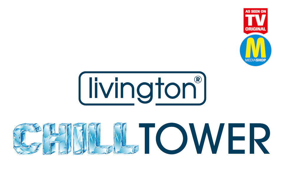 Livington ChillTower – Оригінальний охолоджувач повітря з телебачення: мобільний кулер з 3 рівнями охолодження, без витяжного шланга, до 12 годин роботи