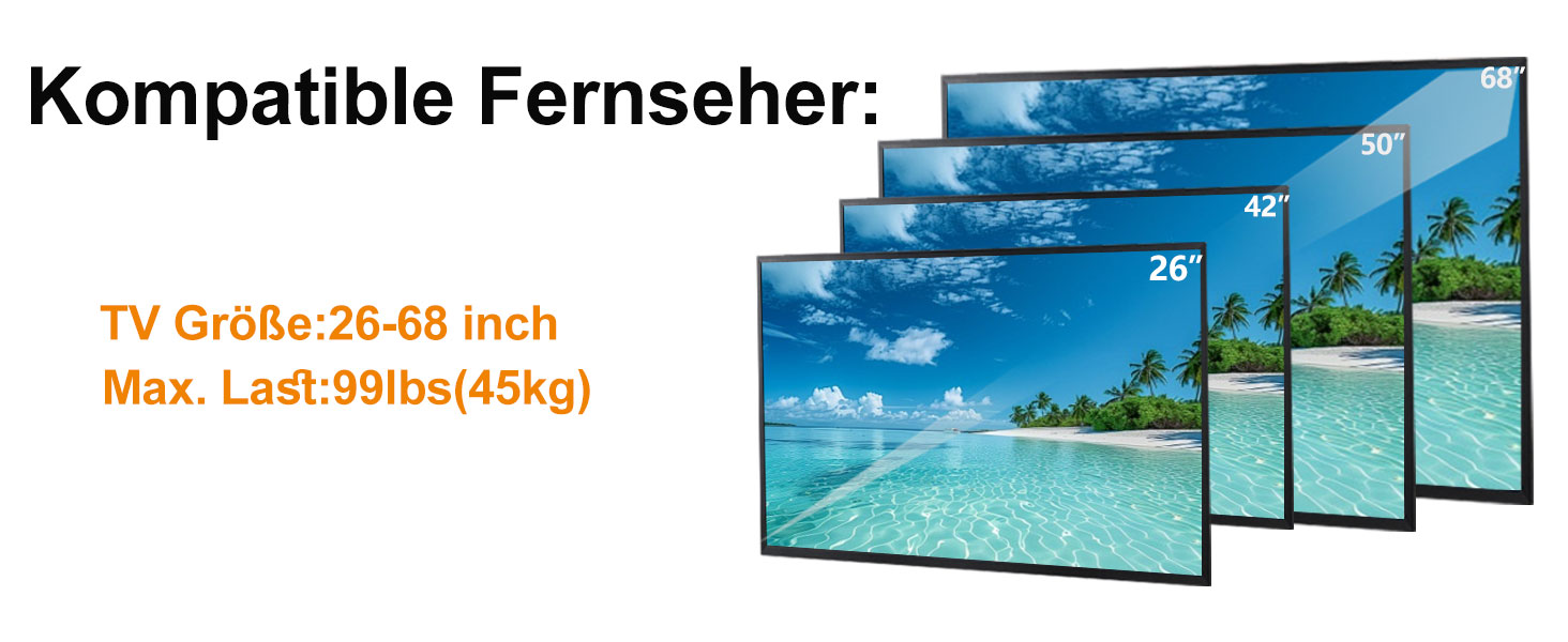 Кронштейн для телевізора на стелю 26-68 дюймів, поворотний, нахильний, до 45 кг, VESA 400x400, регульована висота