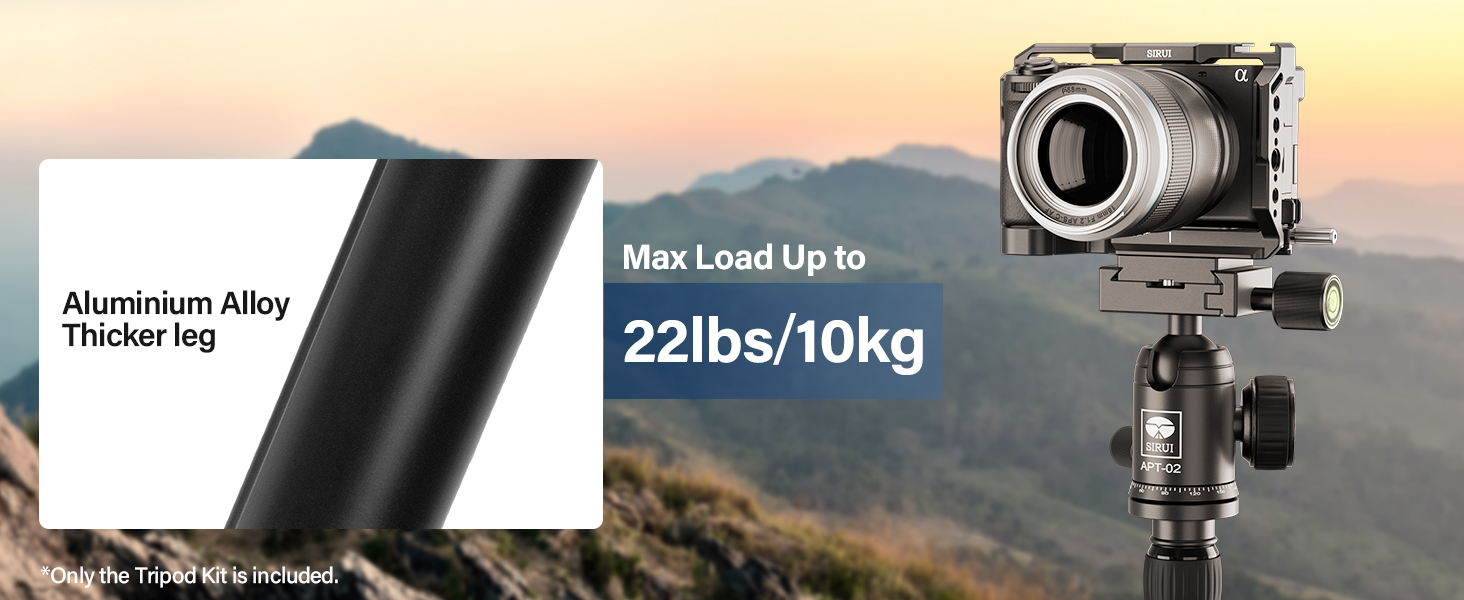 Штатив і монопод SIRUI APT-02 2-в-1 з кульковою головкою 360° | Висота 200 см, вантажопідйомність 10 кг | Для DSLR, смартфонів та екшн-камер | З тримачем для телефону та сумкою