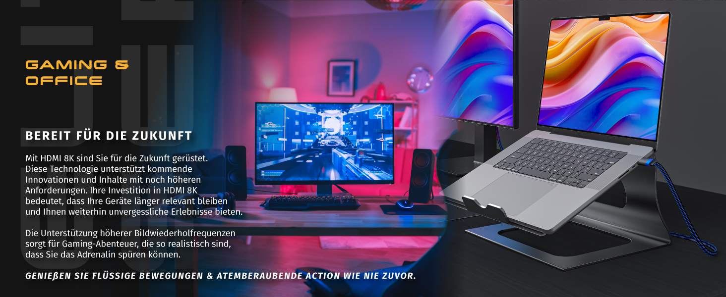 HDMI 2.1 кабель 8K Flachband - 3 метри, Ultra High Speed II, Ethernet, eARC, HDR10+, 7680x4320, 120Hz, DSC, тканинна оплетка, для прокладання