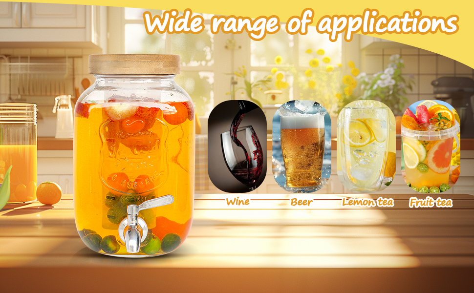 Скляний диспенсер для напоїв на підставці 2x4L з нержавіючою сталею, з краном для соків, води, домашніх напоїв, вечірок та свят