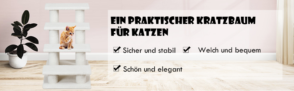 Сходинка для котів та собак GOPLUS - Кліматичний комплекс з драбиною, котячий будиночок, когтеточка (білий)