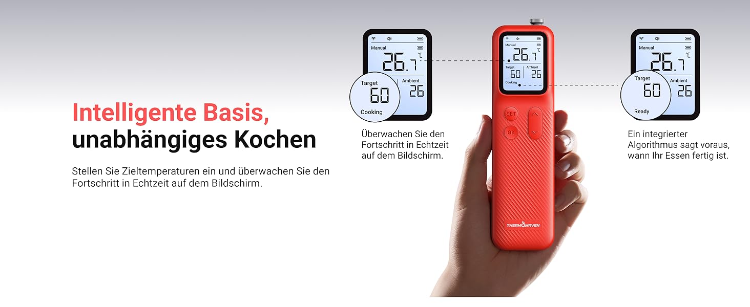 ThermoMaven P2 Розумний термометр для м'яса бездротовий Bluetooth 5.3, 6 сенсорів, Wi-Fi моніторинг, IPX8 водонепроникний, для гриля, духовки, кухні, фритюрниці (1 зонд)