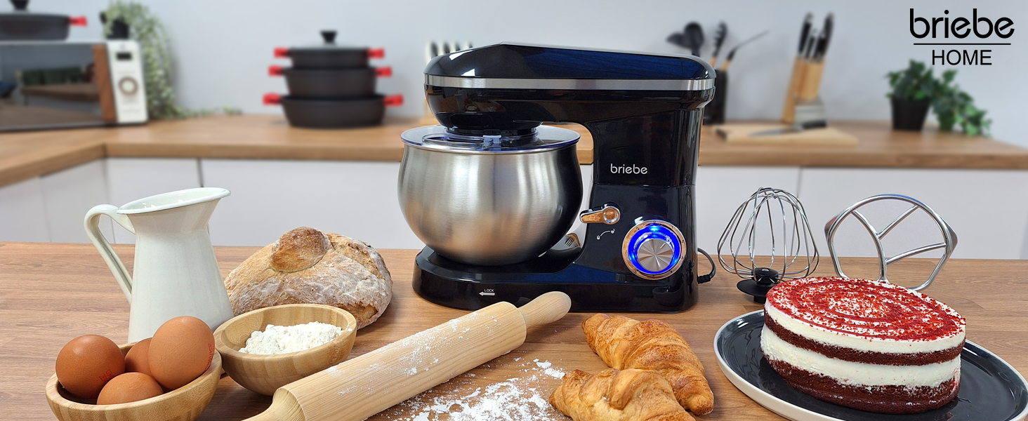 Професійна кухонна машина для тіста та приготування їжі 1800W MAX з орбітальним рухом, міткою, гаками та лопатками, 5-літрова чаша, 6 швидкостей + імпульсний режим, LED-сенсорний дисплей, KM1164