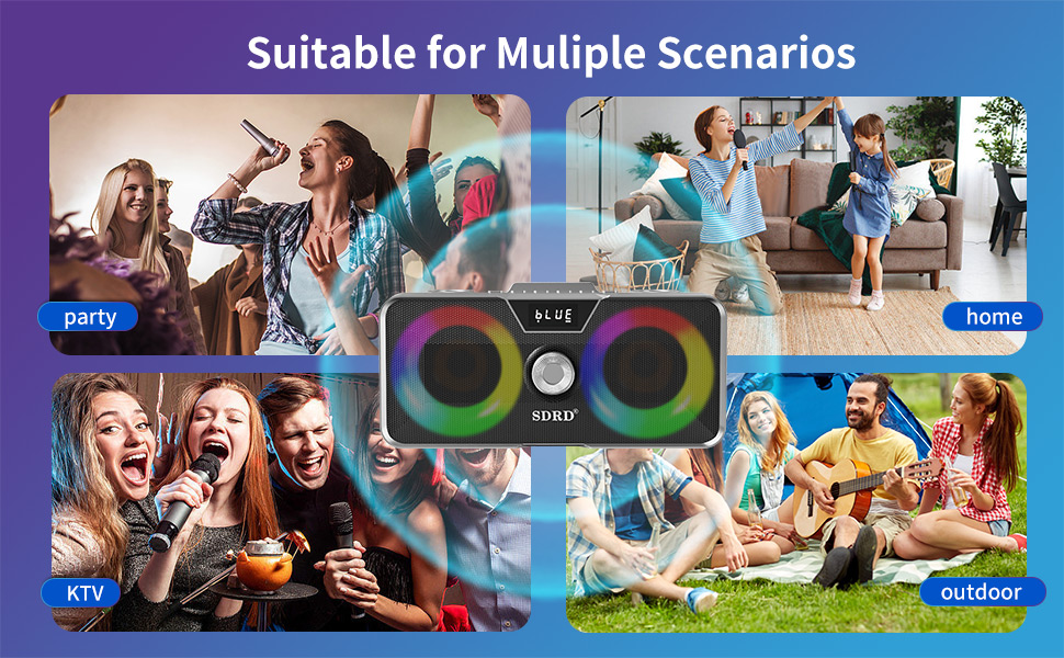 Портативна караоке-машина з Bluetooth, 20W, 2 бездротові мікрофони, PA-система для дому, вечірок, церкви, пікніка, на відкритому повітрі, чорний