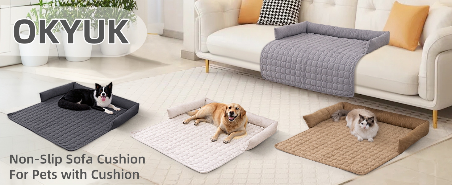 OKYUK Лежанка для собак, зручна лежанка-кошик, диванчик для собак, чохол для дивана, ручне прання, нековзний, підходить для собак з довгою шерстю (темно-сірий, L 75 x W 75 x H 13 см) (75 x 75 x 10 см, шнур світло-сірий)