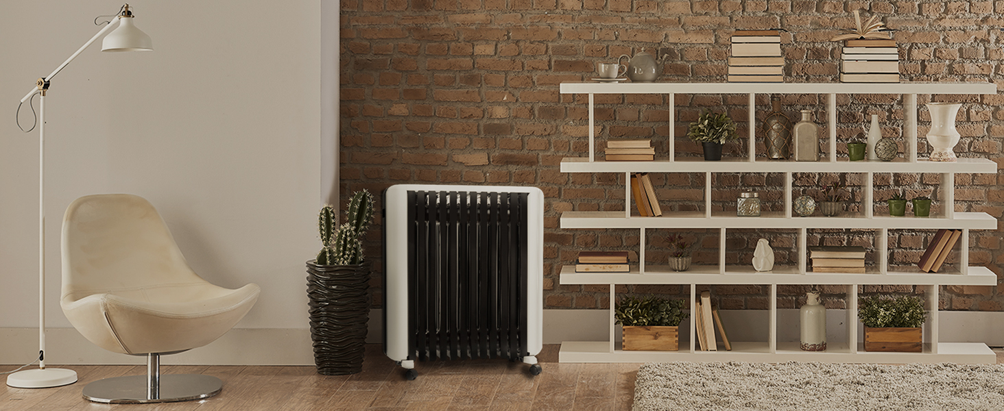Електричний масляний радіатор Klarstein Thermaxx 2500 - опалення, 2500 Вт, 5-35°C, LED-дисплей, таймер, ролики, білий/чорний