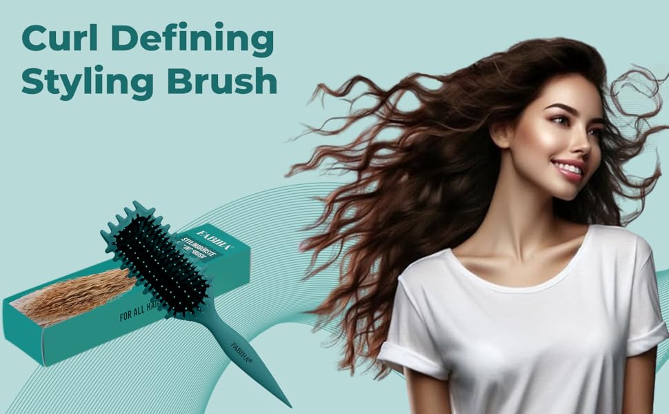 Щітка для волосся Lockenbürste Premium - для кучерявого волосся, біо-щітка з щетиною дикого кабана, без заплутування, оригінальна 3-в-1 для створення локонів (Ліловий/Блакитно-зелений)