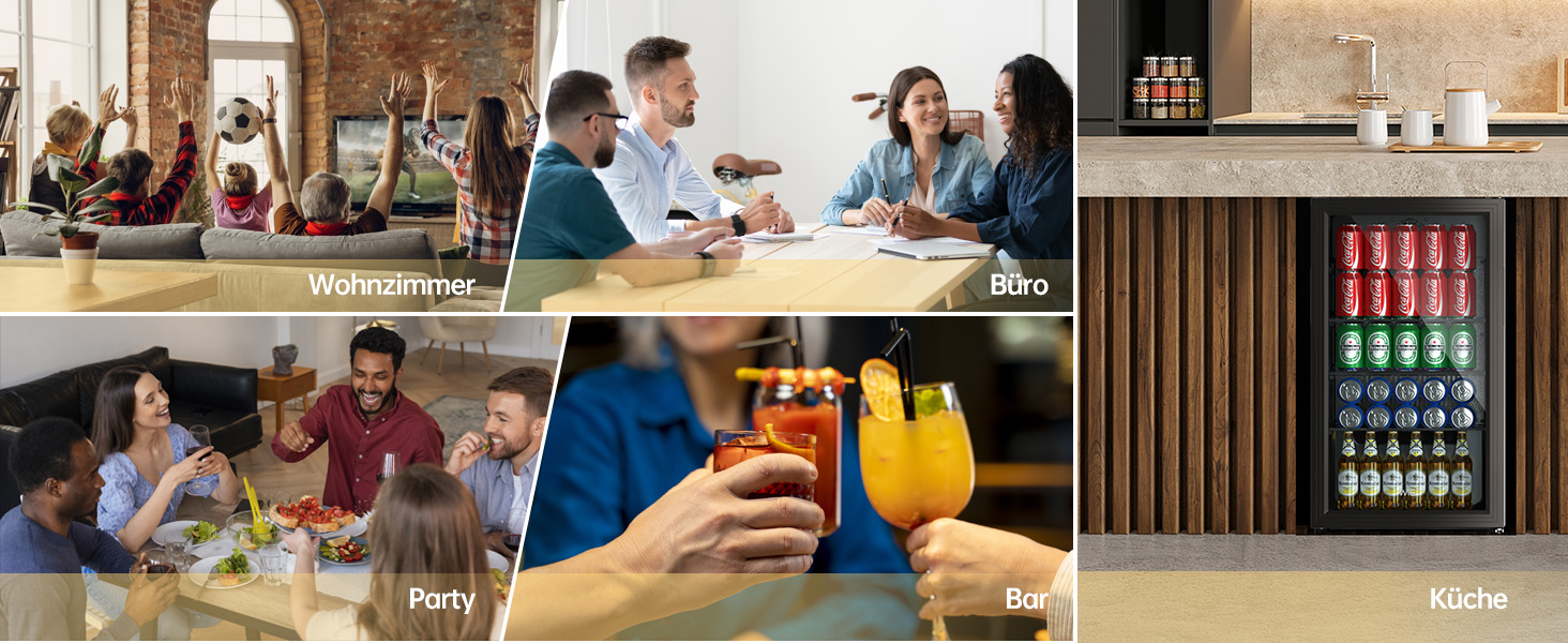 Міні-холодильник для напоїв WIE з подвійними скляними дверцятами, регульованими полицями, 86 літрів, 120 банок, для соди/пива, для дому/кухні/бару/офісу