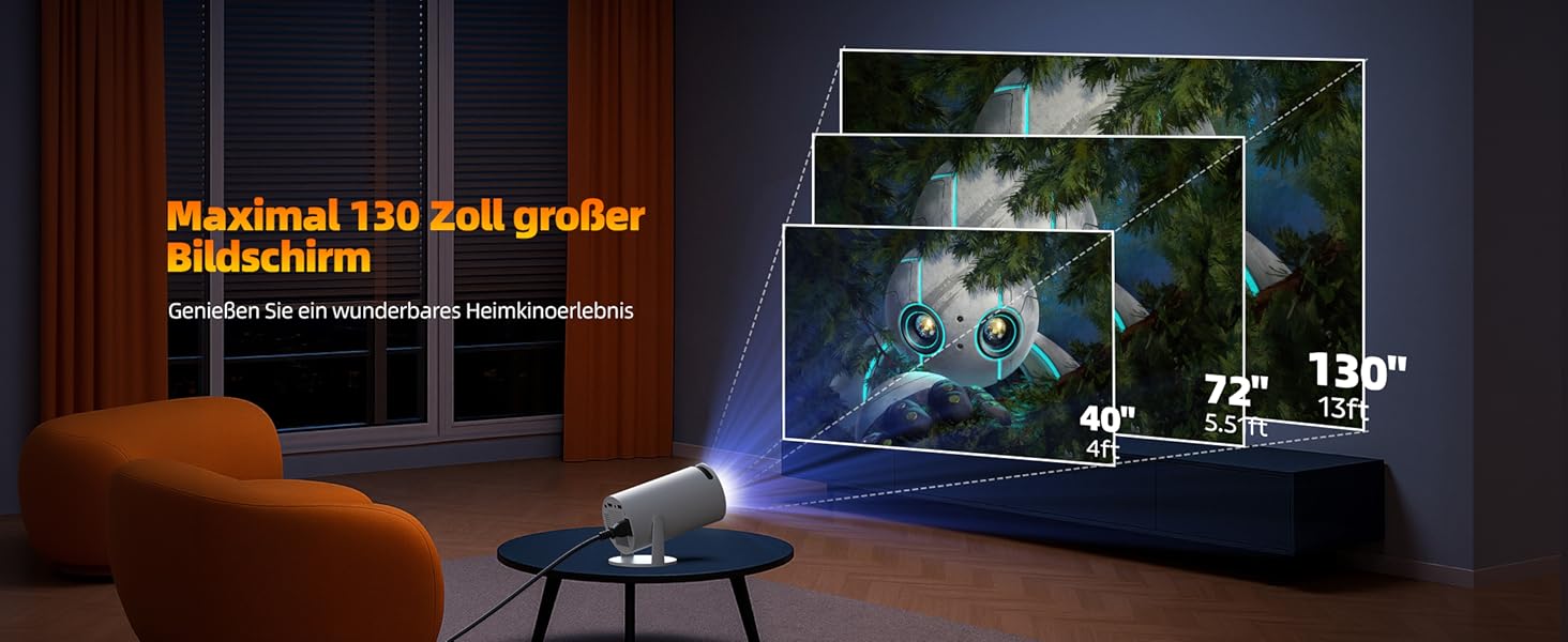 4K Міні проєктор Smart Beamers з WiFi 6, Bluetooth 5.0, поворотний 220°, Android 11.0 для дому та дітей. Підтримка HDMI, TV-Stick, USB, Laptop. Роздільна здатність 6-720p