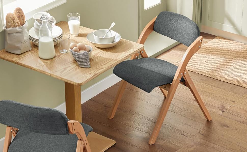 SoBuy FST92-GR Folding Chair Kitchen Chair with Padded Seat and Backrest Green WxHxD approx.: 47x77x60cm Green (1 Chair, Dark Grey)
