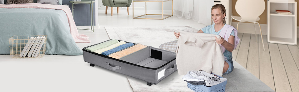 Органайзер для підлоги Xtsuen 2 шт. з роликами, велика місткість, для одягу, взуття та ковдр