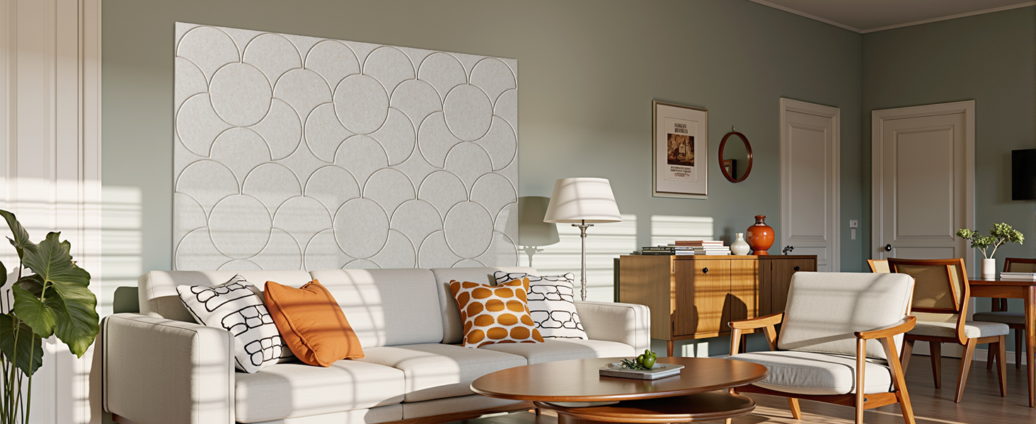 Акустичні панелі Soundsbay для звукоізоляції та декору стін, самоклеючі звукопоглинаючі плити з поліестеру, 30x30x0.9 см, світло-бежевий, 12 шт.