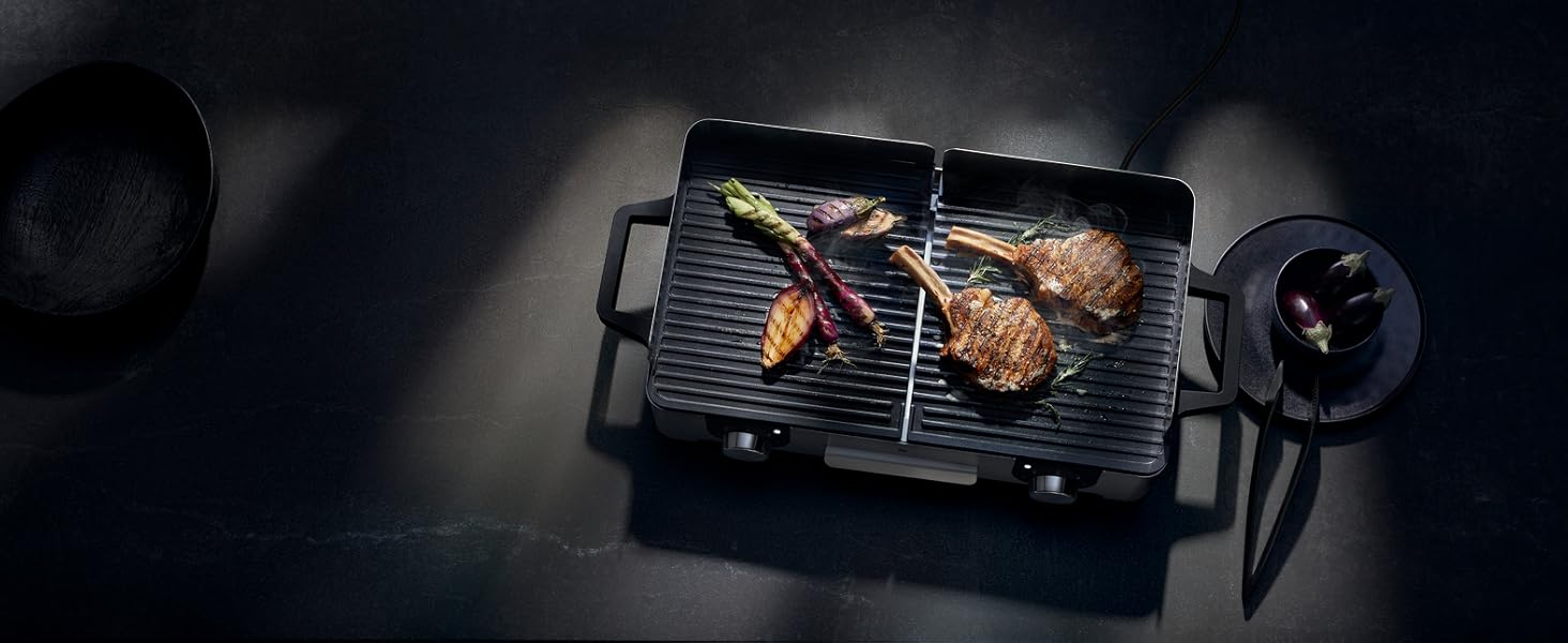 Електрогриль WMF Lono Master Grill: 50x28 см, 2 зони нагріву, нержавіюча сталь, для барбекю