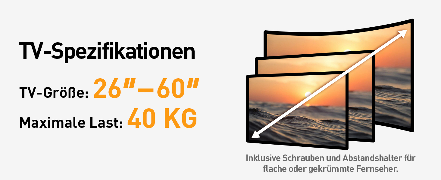Підставка для телевізора Perlegear: поворотна, для OLED/LCD/LED, 26-60 дюймів, до 40 кг, VESA 400x400 мм, регулювання висоти