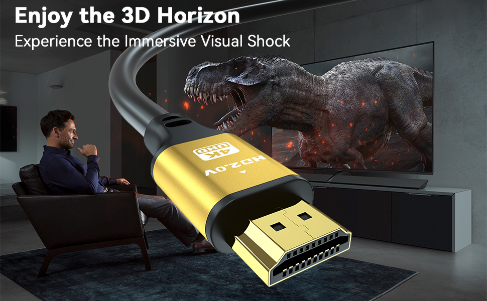 HDMI кабель 4K 25м, Highspeed 2.0, 18Gbps, Ultra HD, Ethernet, Audio Return, HDR, 3D, Arc, сумісний з Xbox, PS5/PS4, HDTV, ноутбук (золотий)