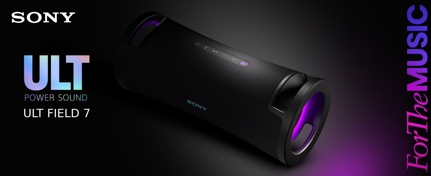 Sony ULT Field 7: Портативна Bluetooth колонка з ULT Bass Boost, 30 год автономії, Powerbank, захист від води/пилу, LED, мікрофон/гітара - Чорний
