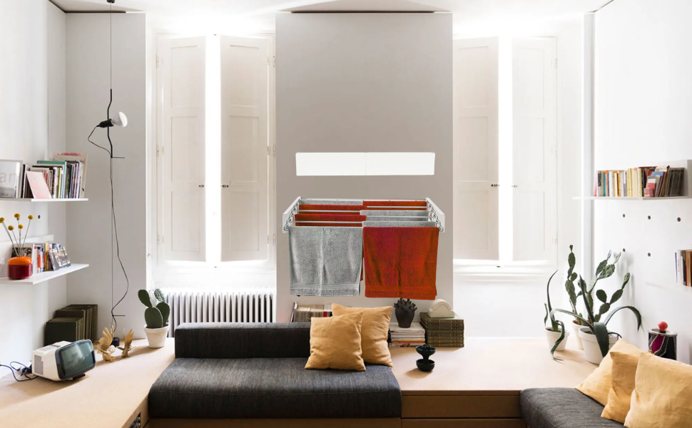 Сушарка для білизни FoxyDry HIDE настінна розкладна - для дому/вулиці, складна - 71x35x13 см (28', Білий (Лімітована серія))