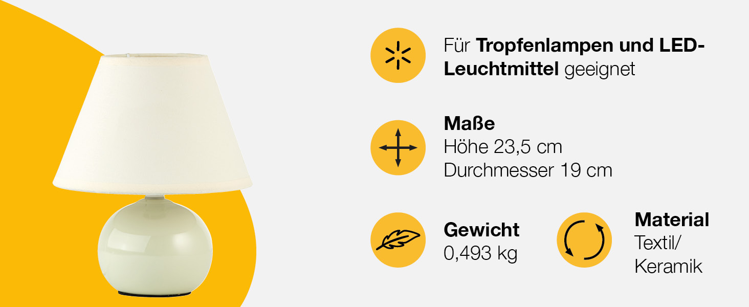 BRILLIANT Primo: Стильна настільна лампа з тканинним абажуром – для спальні, вітальні та приліжкові зони – E14, оранжевий/бежево-коричневий