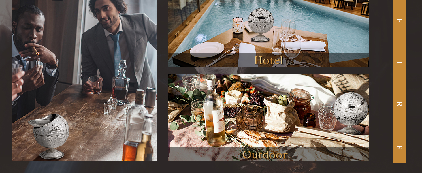 Вінтажна попільничка з кришкою, металева, сріблястого кольору, зі скляною кулею. Вітрозахисна, портативна, для дому, офісу, готелю. Декоративний предмет, подарунок.