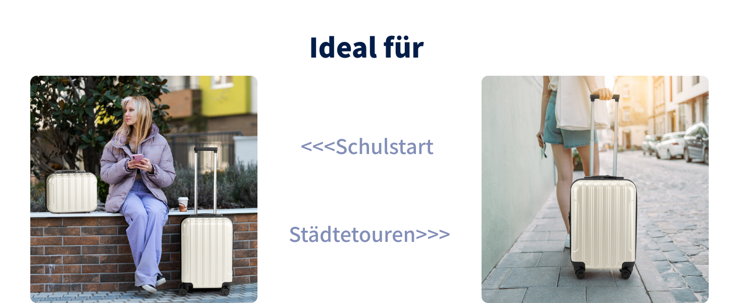 Набір валіз LEADZM 2 шт. з косметичною сумкою, валіза-ролер з ABS+PC, ручна поклажа, градієнтний дизайн (бежево-білий)