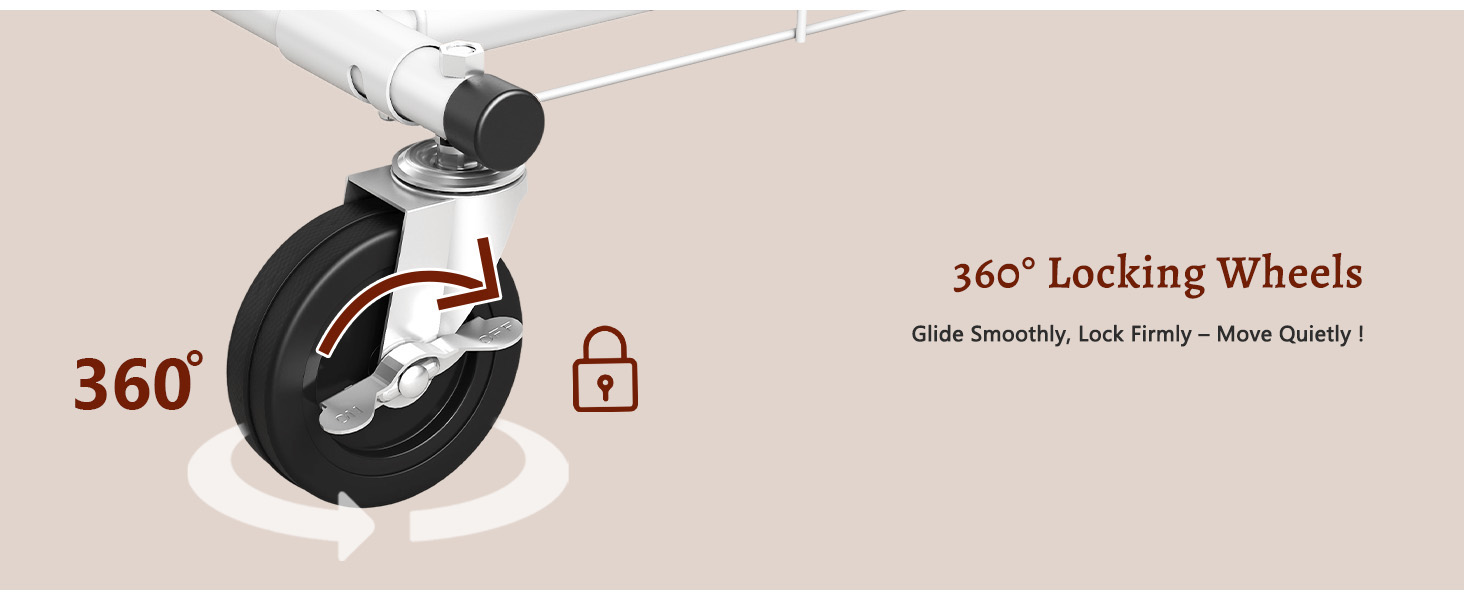 Стійка для одягу на колесах FAVOOOSTY, металева, мобільна, до 200 кг, швидка збірка, білий колір, 1 перекладина