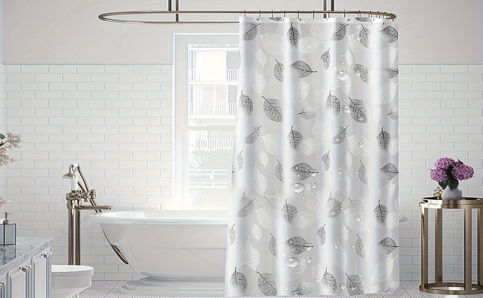 Шторка для душу 180x200 см антигрибкова, водовідштовхувальна, швидко сохне, текстиль, пральна машина, 12 гачків для ванної кімнати