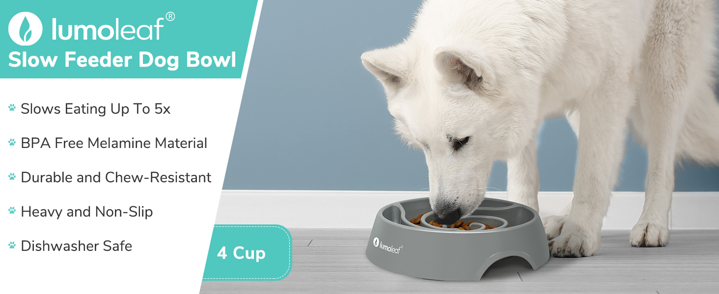 Миска для собак LumoLeaf Antischlingnapf, Ø 22 см, протиковзаюча, важка, для повільного годування, сіра (Торнадо), L
