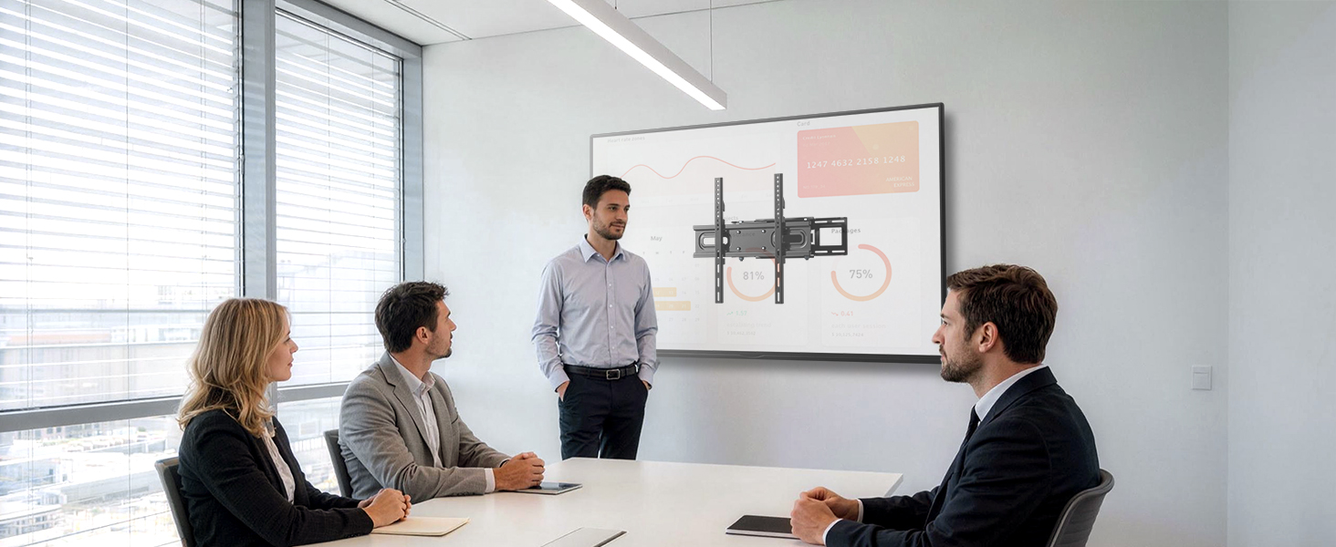 Настінне кріплення для телевізора 32-70 дюймів, поворотне, нахильне, до 50 кг, VESA 400x400 мм