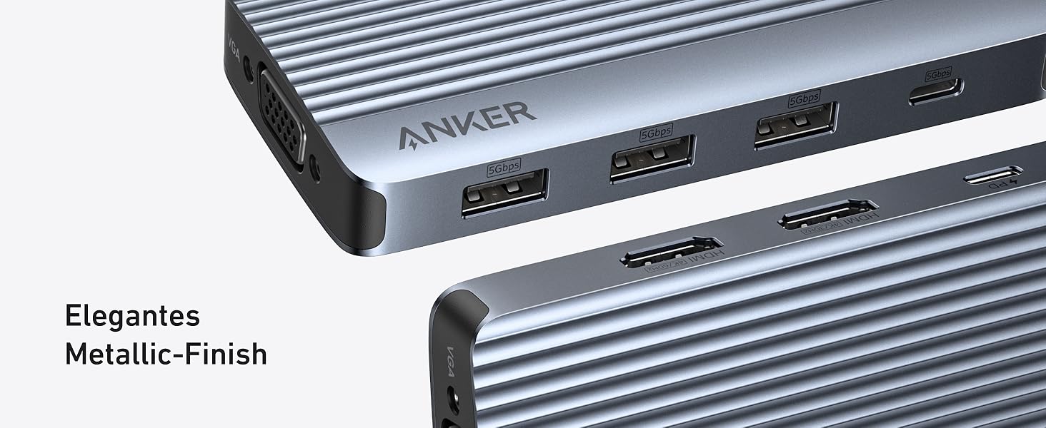 USB-C хаб Anker: док-станція з двома HDMI, 100W, 10Gbit/s, 8 портів для MacBook, Dell, iPad Pro
