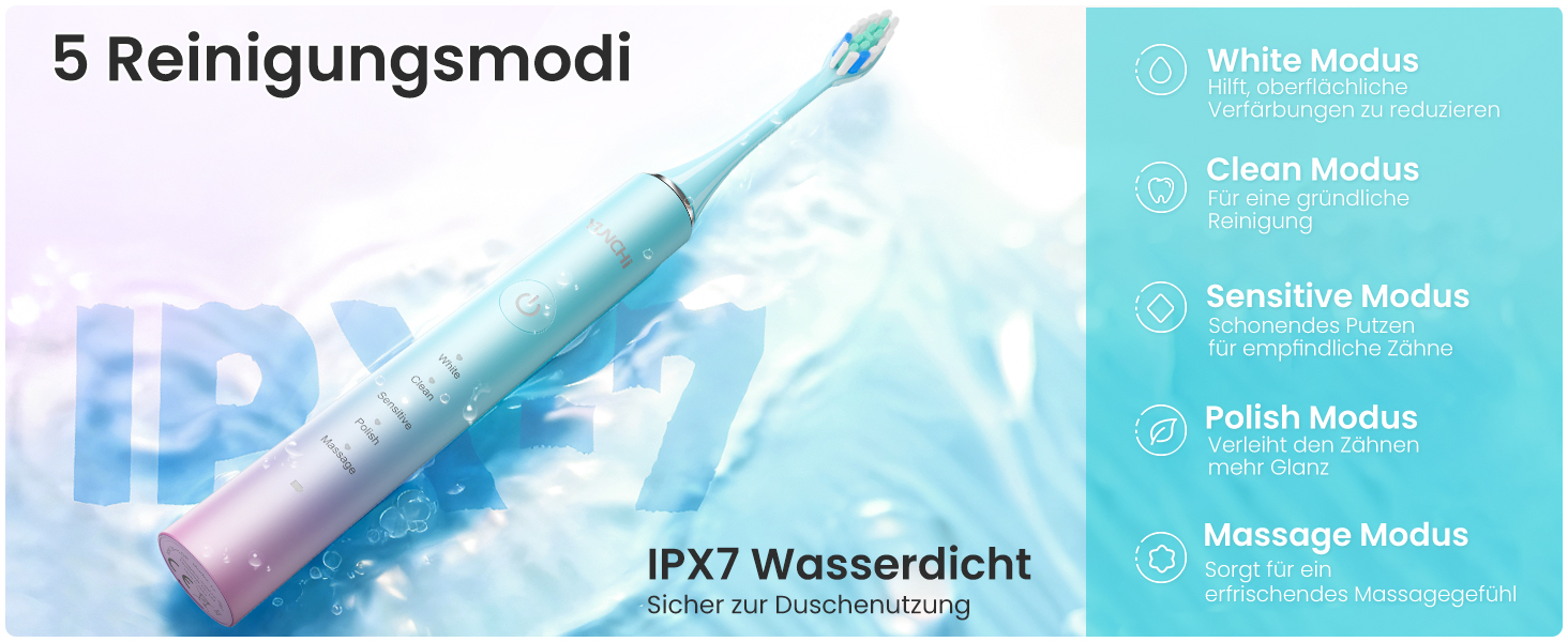Електрична зубна щітка YUNCHI C2 з 40000 вібрацій на хвилину, звукова щітка для дорослих, зарядка USB-C, акумулятор до 55 днів, 5 режимів чищення, таймер 2 хвилини, 8 насадок, дорожній футляр, чорний (Ycdz-y7)