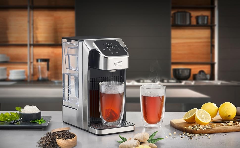 CASO HW 770 Advanced — диспенсер гарячої води, 13 температур (40-100°C), функція пам'яті, економія енергії до 50%, з фільтром для води