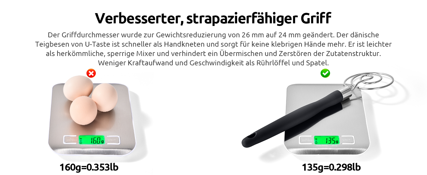 Міксер для тіста U-Taste: ручний вінчик для випічки з нержавіючої сталі 18/8, 32 см, чорний